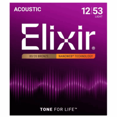 Elixir, Strings, Acoustic, Coated, 80/20 Bronze, 12-53 gauge, Nanoweb, Long lasting, Light, Elixir Cape Town, Elixir Near Me,