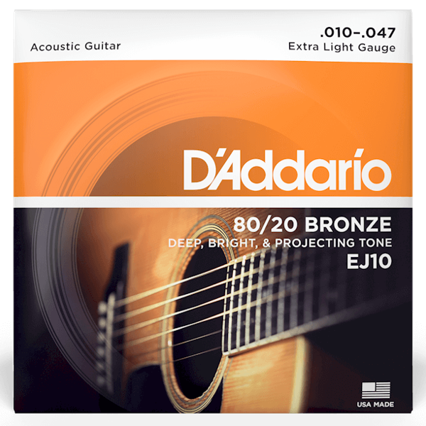 DÁddario, EJ10, Acoustic, Strings, bronze, 80/20, 10-47 Gauge, Acoustic Strings near me, Acoustic Strings Cape Town,