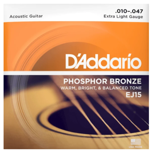 DÁddario, EJ15, Acoustic, Strings, Phosphor bronze, 10-47 Gauge, Acoustic Strings near me, Acoustic Strings Cape Town,