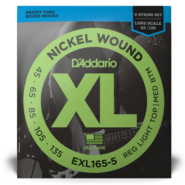 D'Addario, EXL165-5, Bass Strings, Nickle Wound, 5-string, 45-135, Bass Strings Near Me, Bass Strings Cape Town,