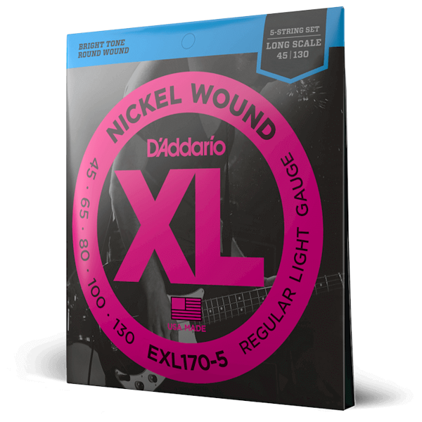 D'Addario, EXL170-5, Bass Strings, Nickle Wound, 5-string, 45-130, Bass Strings Near Me, Bass Strings Cape Town,