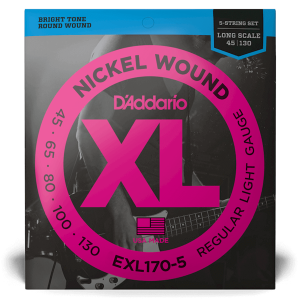 D'Addario, EXL170-5, Bass Strings, Nickle Wound, 5-string, 45-130, Bass Strings Near Me, Bass Strings Cape Town,