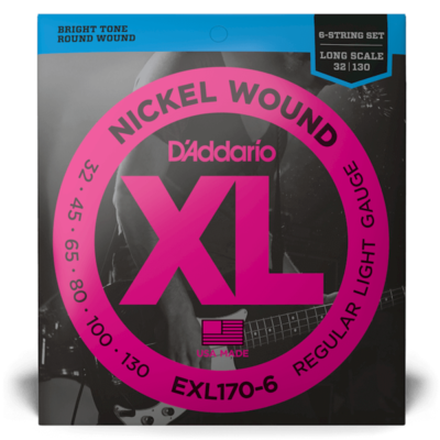 D'Addario, EXL170-6, Bass Strings, Nickle Wound, 6-string, 32-130, Bass Strings Near Me, Bass Strings Cape Town,