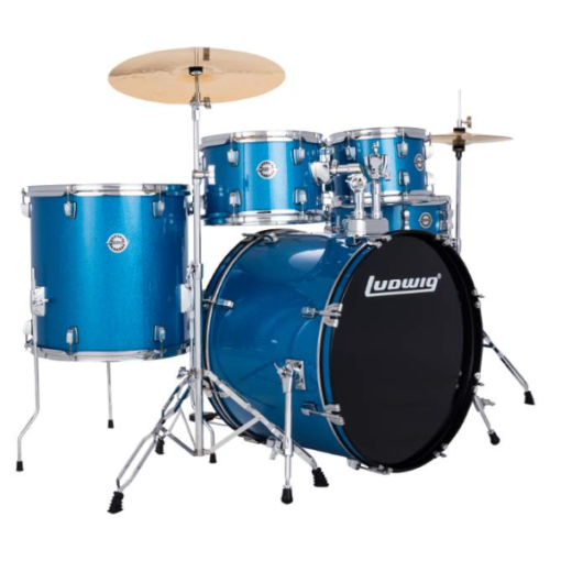 Ludwig, Accent Drive, 5-piece drum kit, Acoustic drums, Including cymbals, Blue Sparkle, Ludwig Drums Near Me, Ludwig Drums Cape Town,
