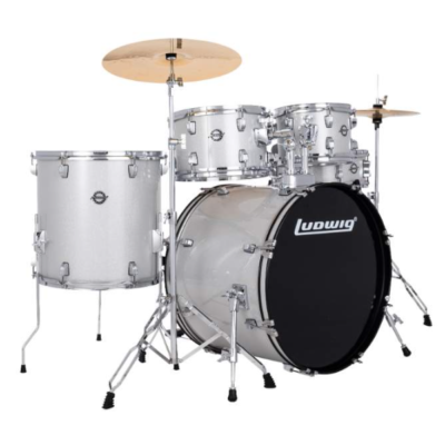 Ludwig, Accent Drive, 5-piece drum kit, Acoustic drums, Including cymbals, Silver Sparkle, Ludwig Drums Near Me, Ludwig Drums Cape Town,