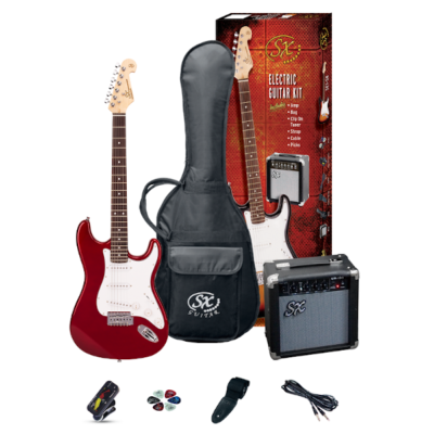 SX Electric Combo, Candy Apple Red, Electric Guitar, Strap, Plectrums, 3 meter cable, Gig bag,