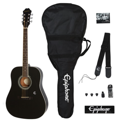 Epiphone, Dreadnought, FT-100, Players Pack, Ebony, Acoustic Guitar, Epiphone Near Me,. Epiphone Cape Town,