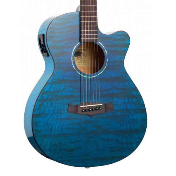 Tanglewood, TA4CEBL, Acoustic Electric, Quilted Ash Top, Maple Back and Sides, Blue, Azure Series, Super Folk Shape, Tanglewood Near Me, Tanglewood Cape Town,