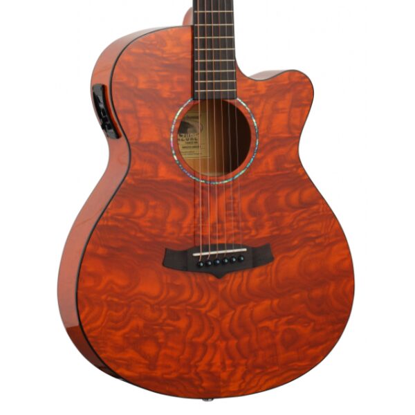 Tanglewood, TA4CEHN, Acoustic Electric, Quilted Ash Top, Maple Back and Sides, Amber, Azure Series, Super Folk Shape, Tanglewood Near Me, Tanglewood Cape Town,